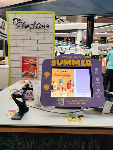 Chatime promotional stand at the Toowong Village counter